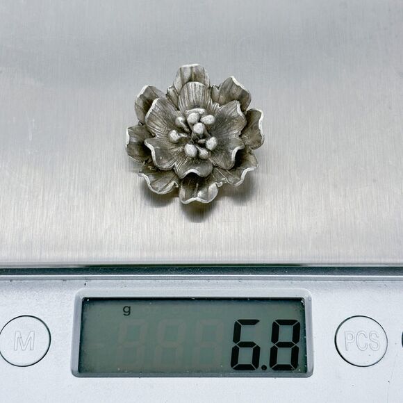 Vintage Sterling Silver 925 3D Flower Pendant - Picture 5 of 5